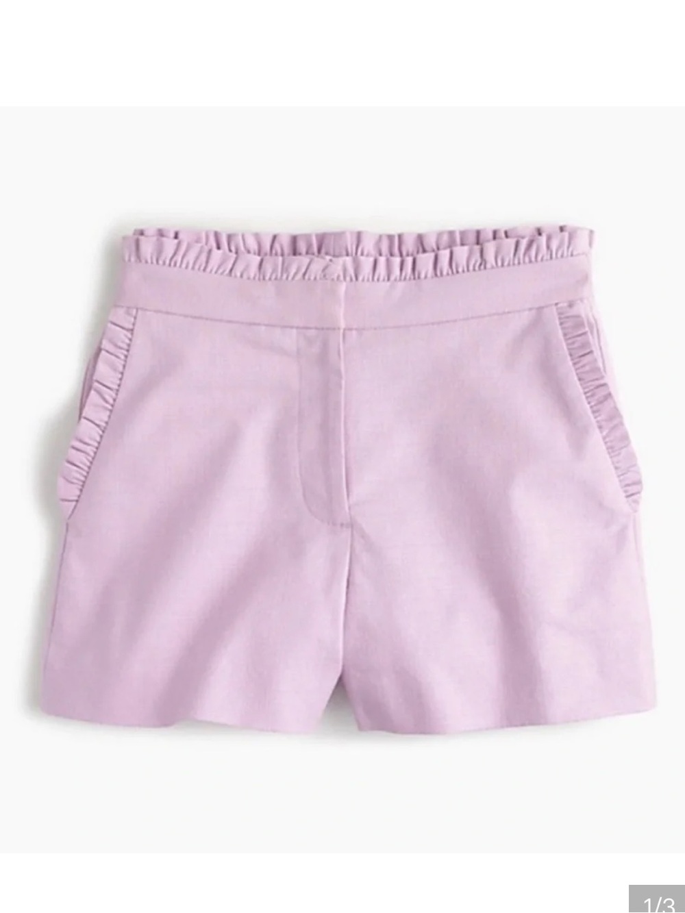J. Crew Lilac High Waist Ruffle-Trim Shorts